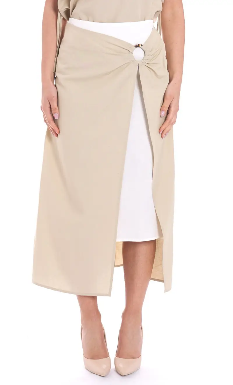 Gonna bicolore maria bellentani con anello - heliconia, colore sabbia