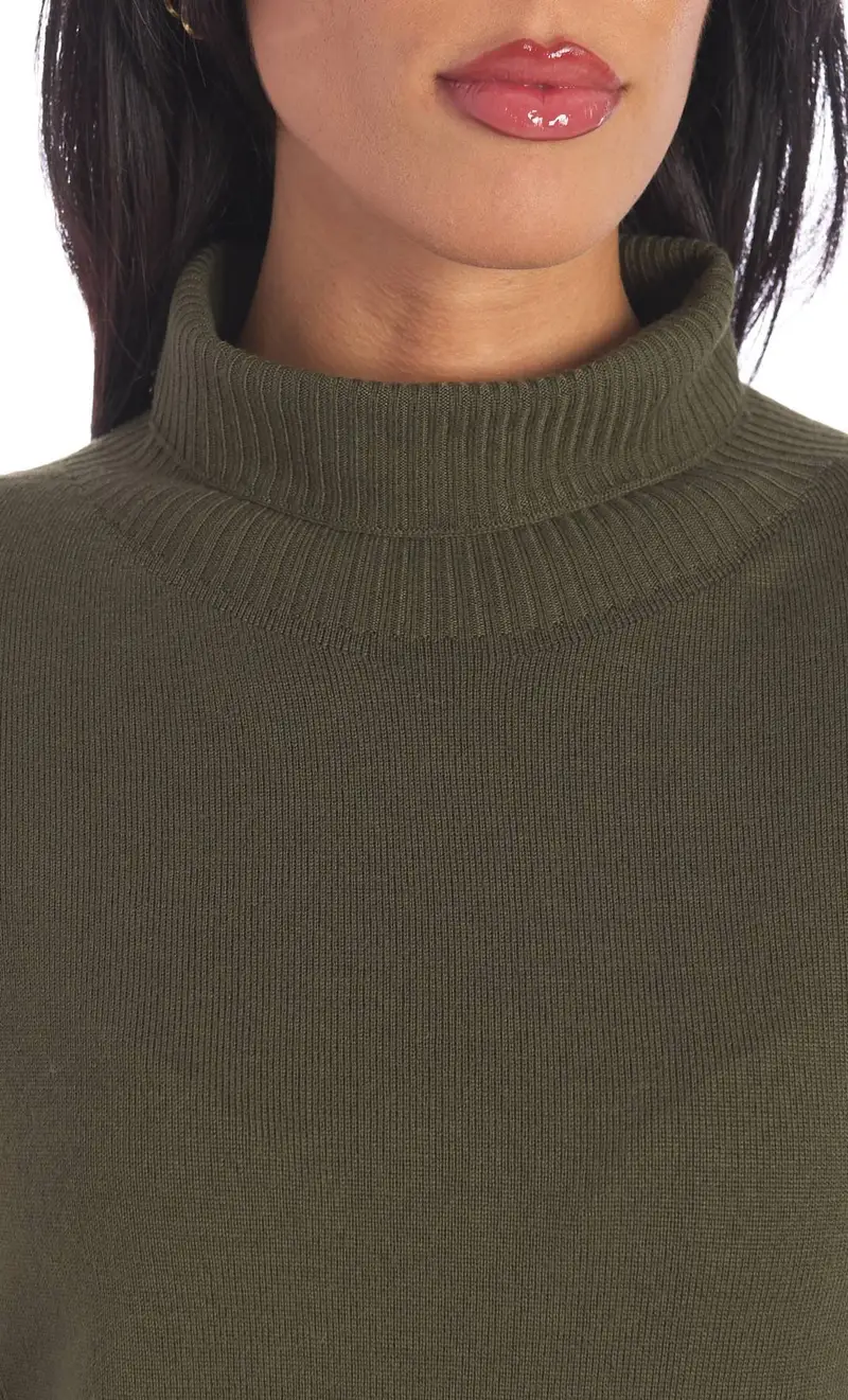 Maglia dolcevita maria bellentani con trecce, colore militare miniatura 2