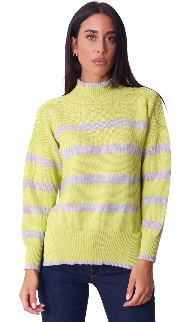 Maglia lupetto maria bellentani rigata, colore giallo