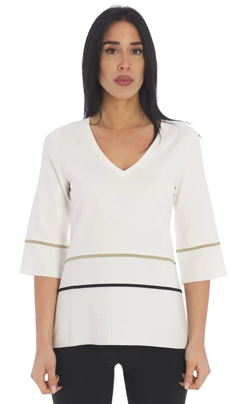 Maglia maria bellentani con righe - skagen, colore bianco