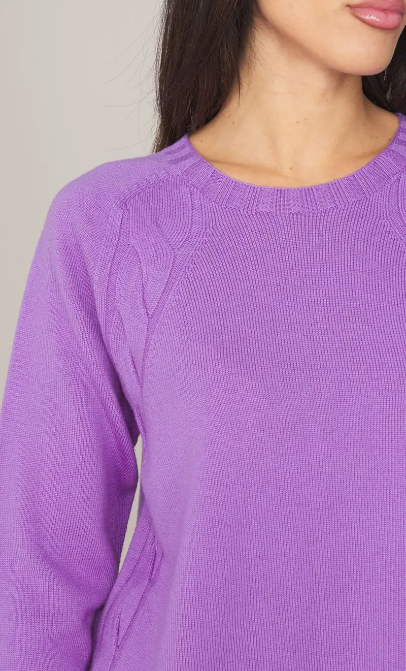 Maglia maria bellentani con trecce nei fianchi - marmolada, colore viola miniatura 2