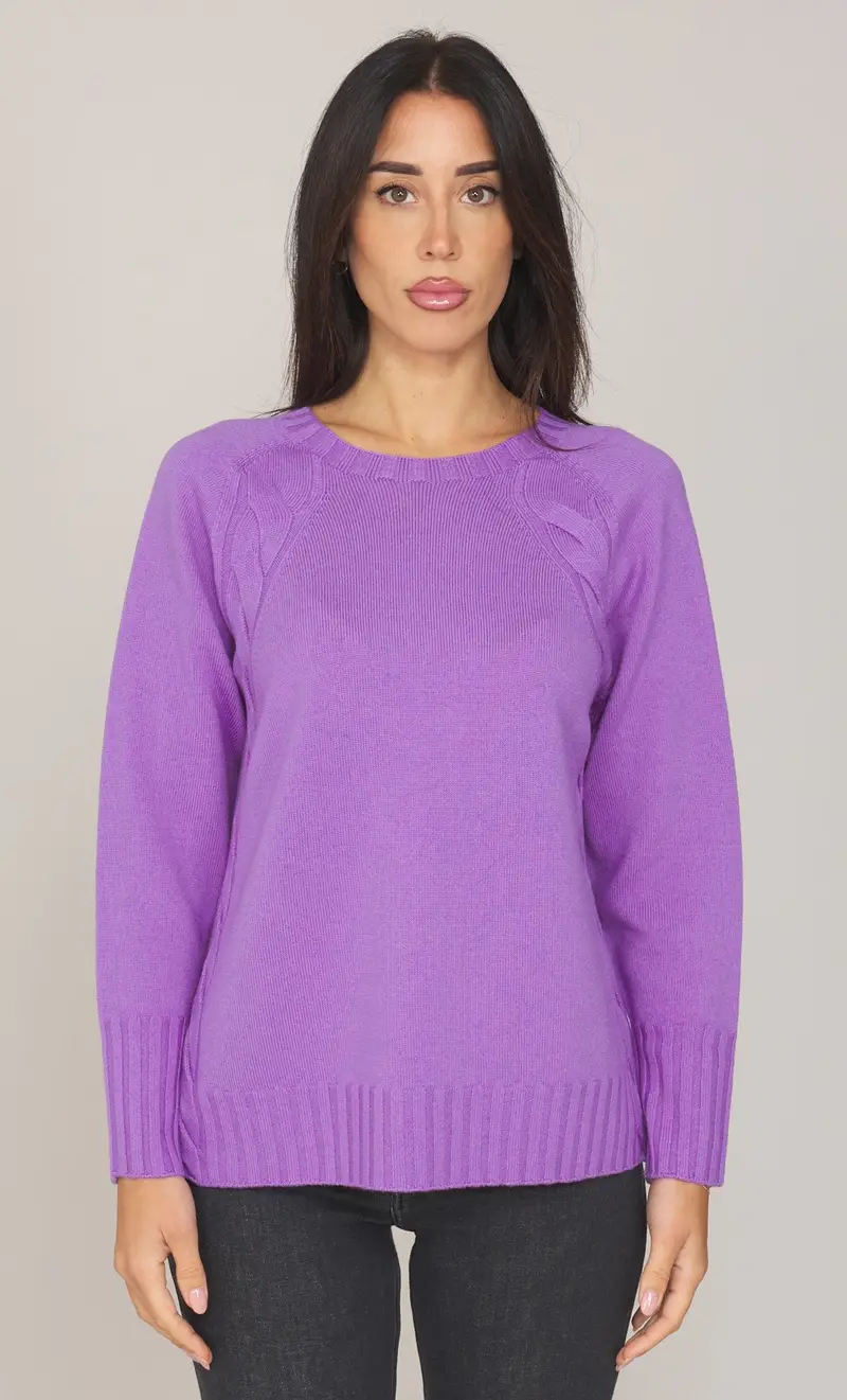 Maglia maria bellentani con trecce nei fianchi - marmolada, colore viola