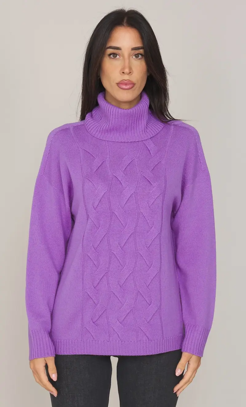 Maglia maria bellentani dolcevita a trecce - cervino, colore viola