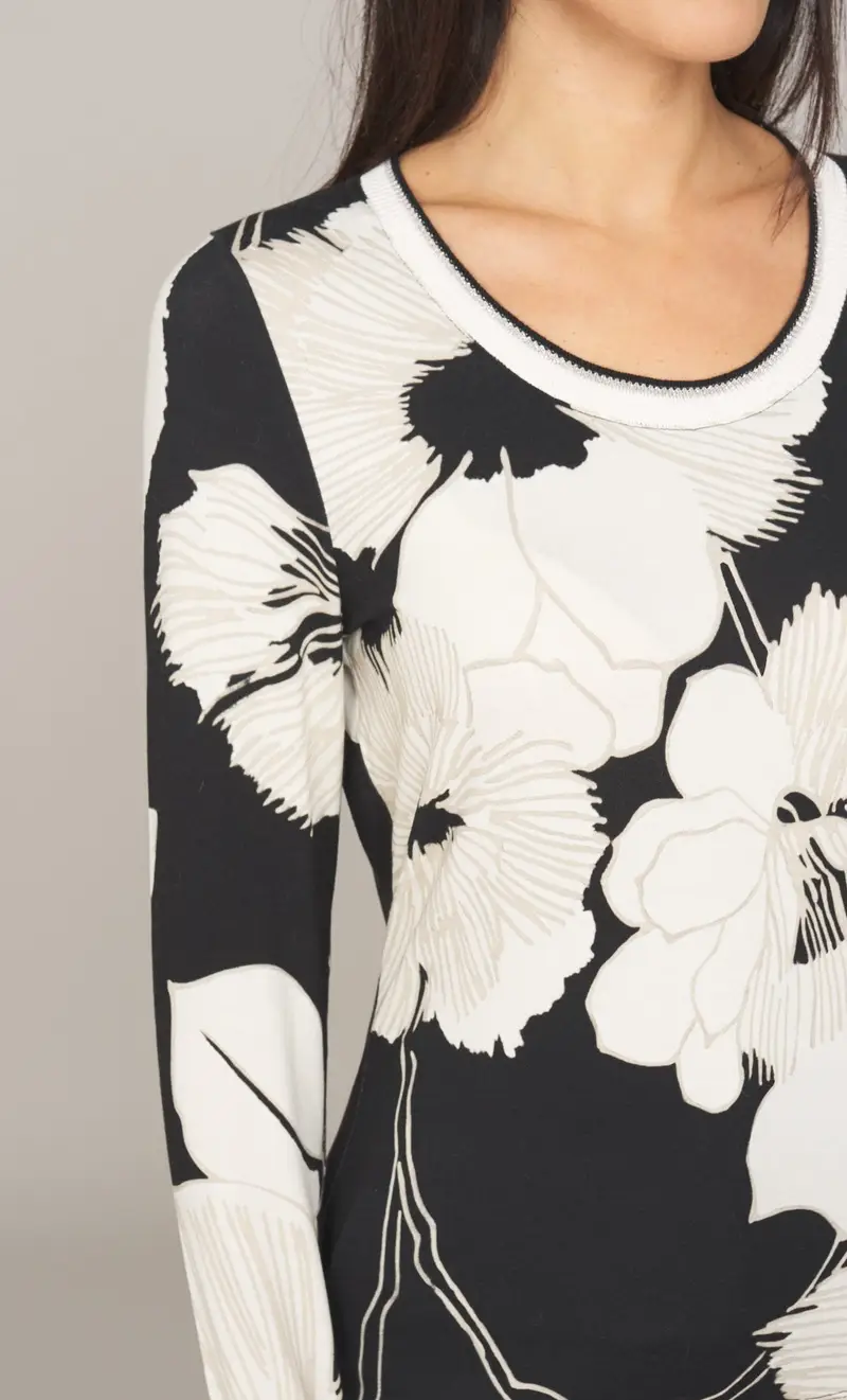 Maglia maria bellentani floreale - scoop, colore nero miniatura 2