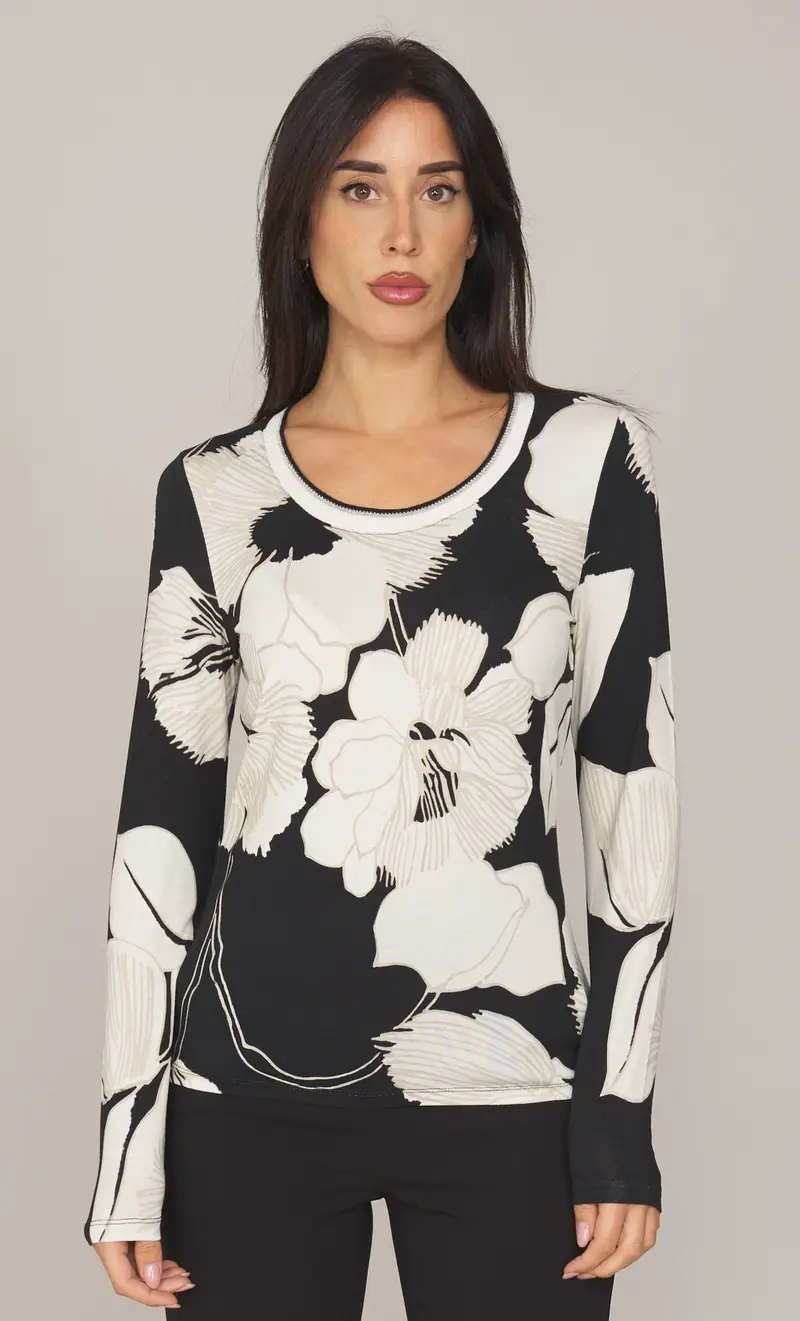 Maglia maria bellentani floreale - scoop, colore nero