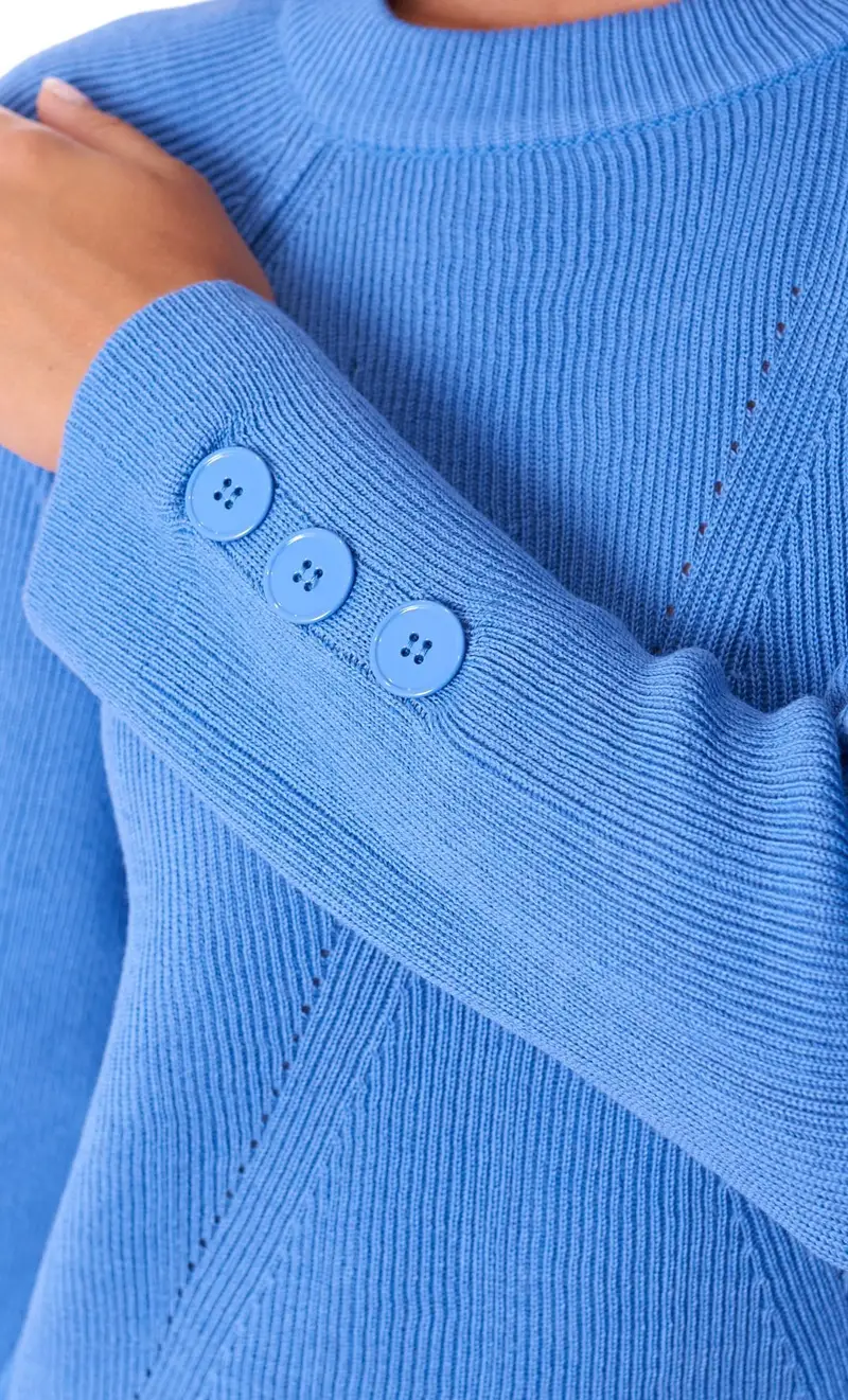 Maglia maria bellentani girocollo con bottoni, colore azzurro miniatura 2