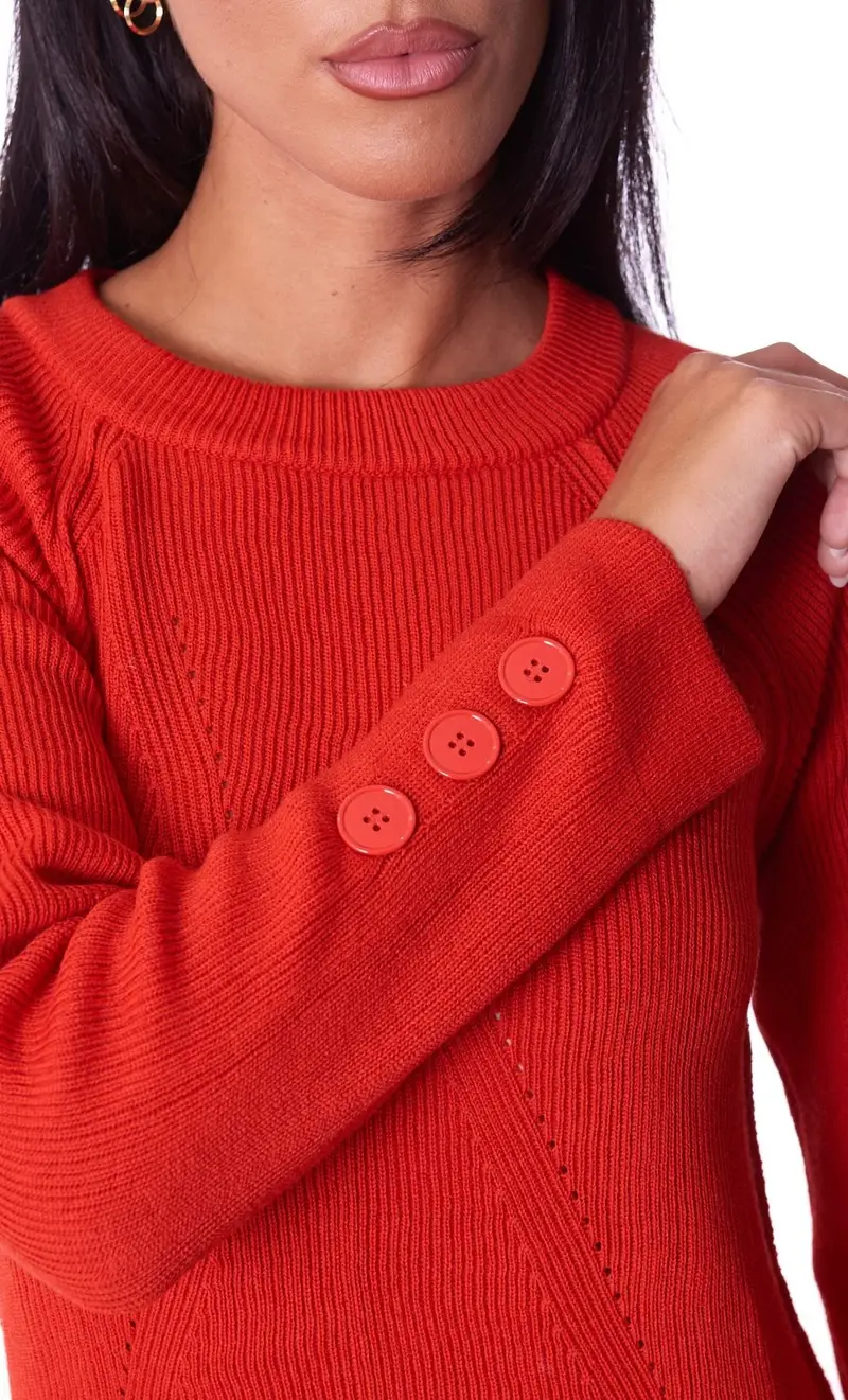 Maglia maria bellentani girocollo con bottoni, colore rosso miniatura 2