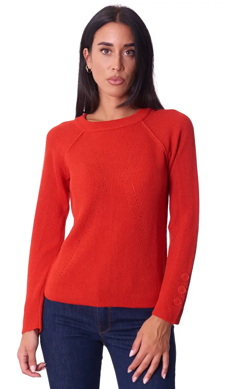 Maglia maria bellentani girocollo con bottoni, colore rosso