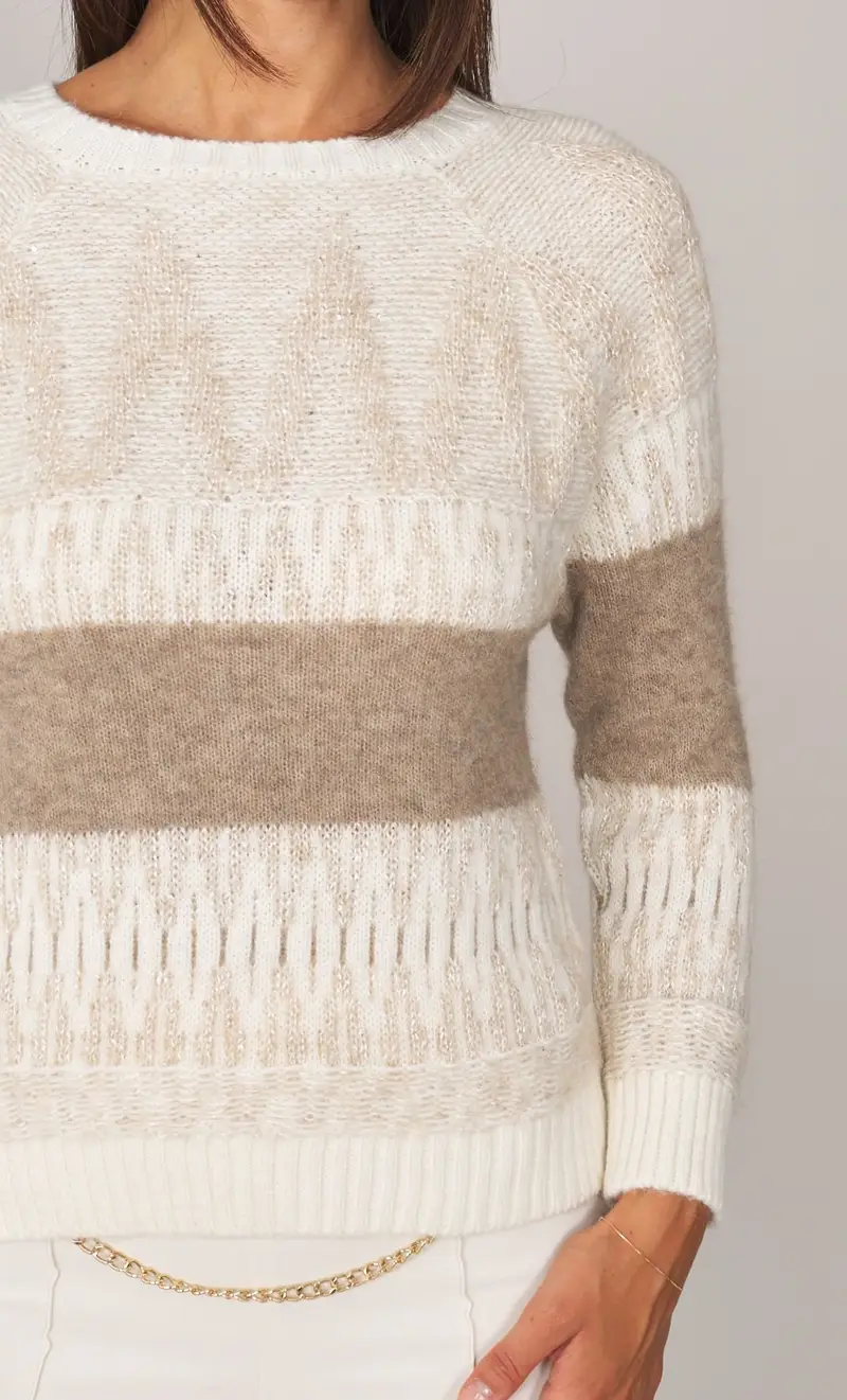 Maglia maria bellentani jacquard - charlotte, colore panna miniatura 2