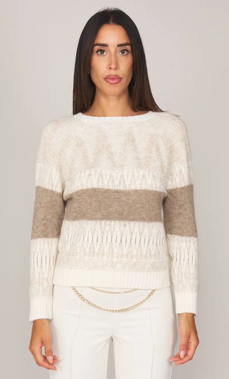 Maglia maria bellentani jacquard - charlotte, colore panna