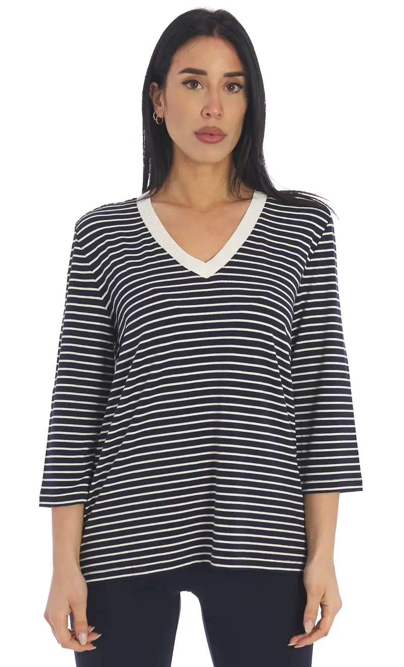 Maglia maria bellentani rigata - las palmas, colore blu