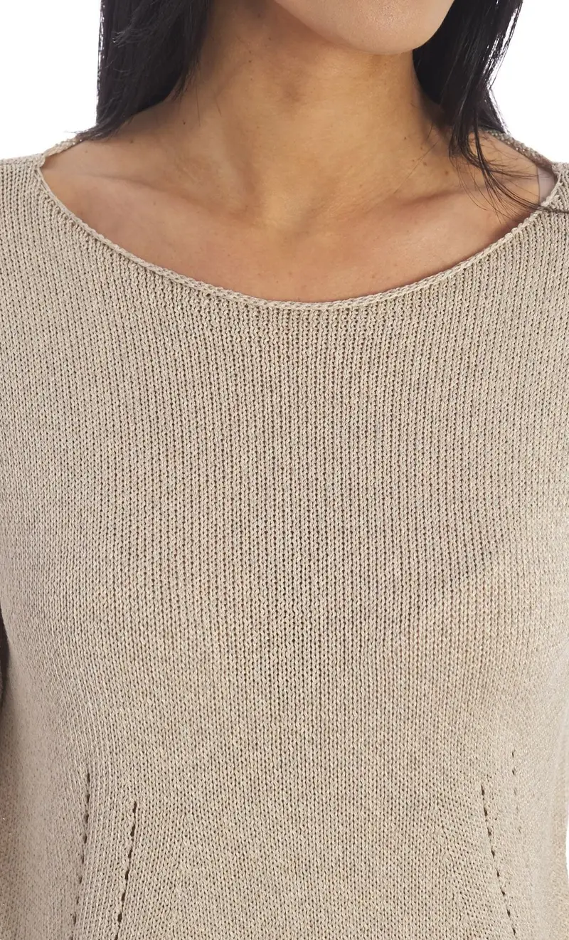 Maglia maria bellentani scollo a barca - leccio, colore beige miniatura 2