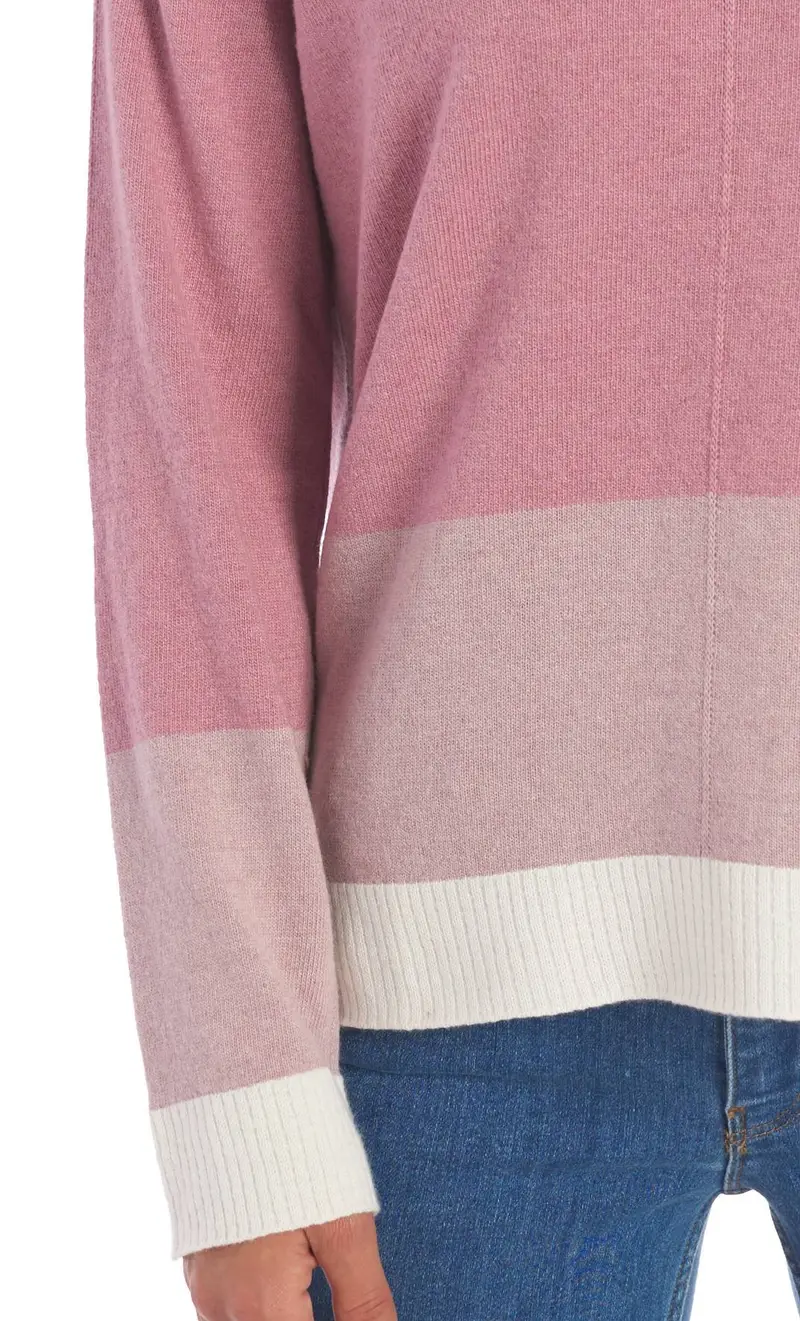 Maglia maria bellentani scollo a v con bordature a contrasto, colore rosa miniatura 2