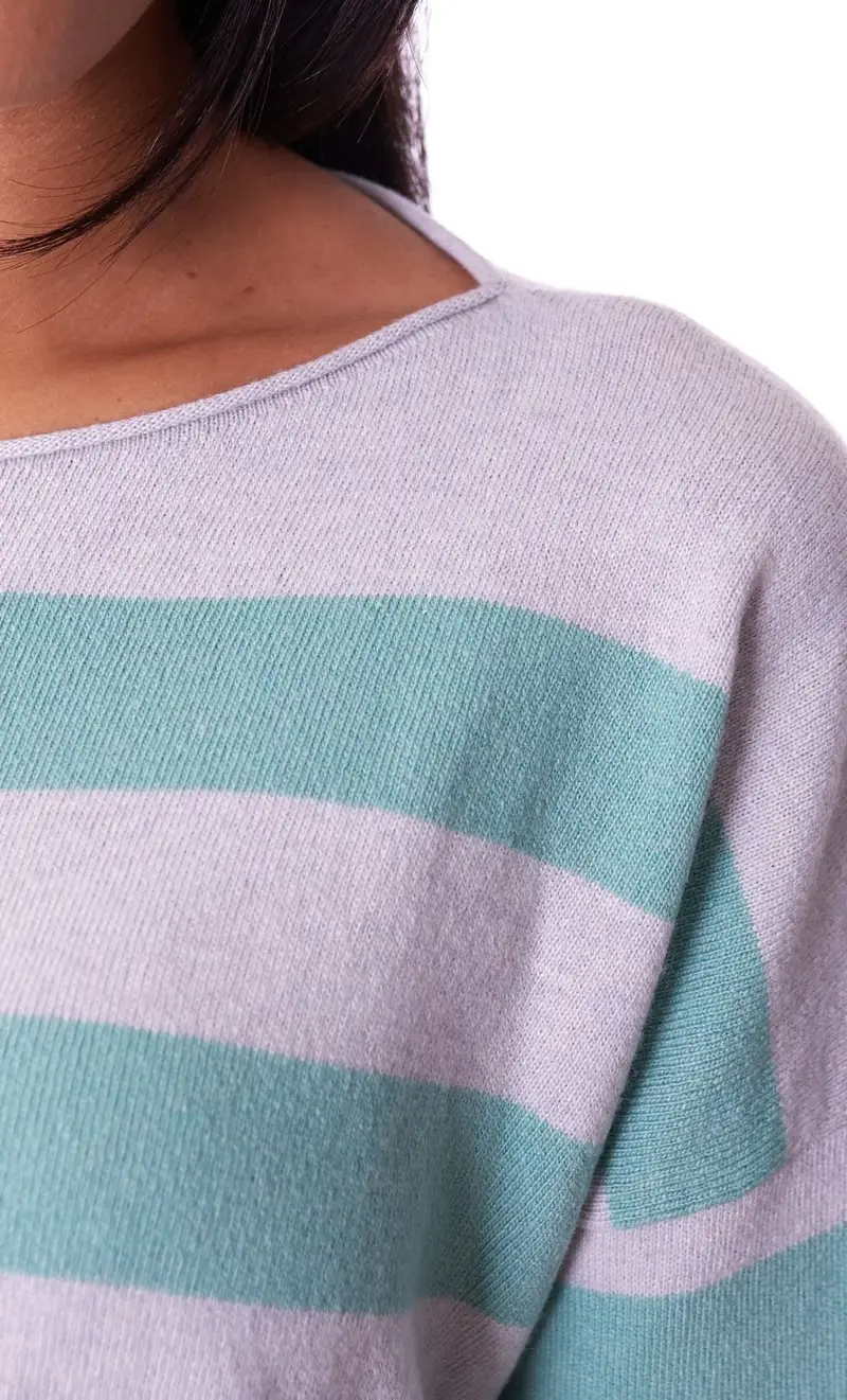 Maglia rigata maria bellentani over, colore verde miniatura 2