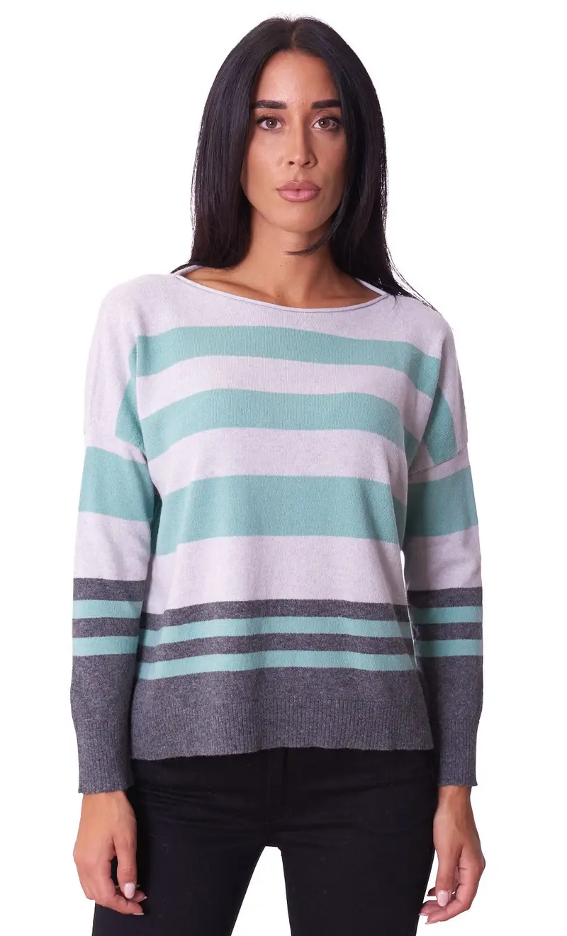 Maglia rigata maria bellentani over, colore verde