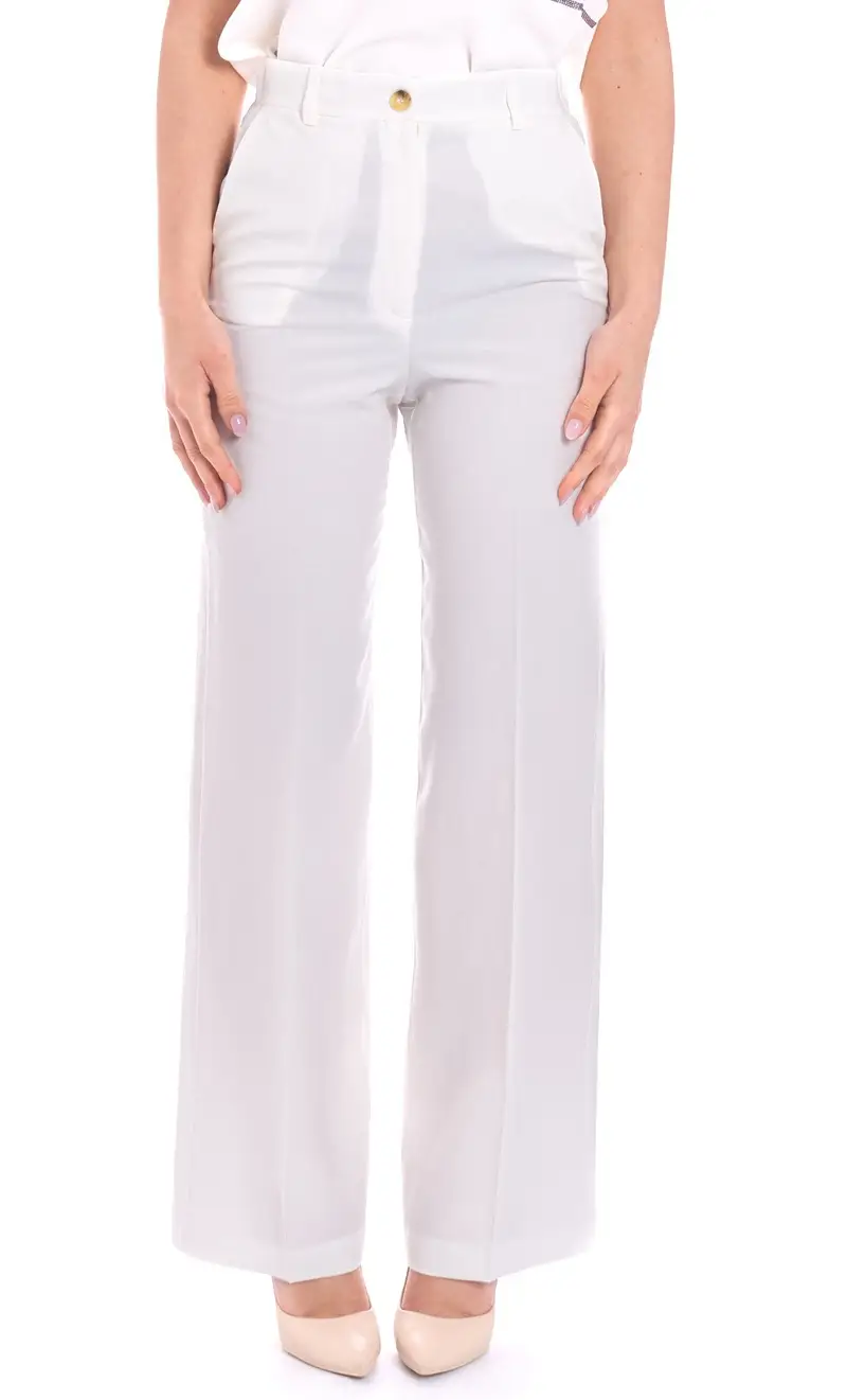 Pantalone ampio maria bellentani con elastico - budapest, colore bianco