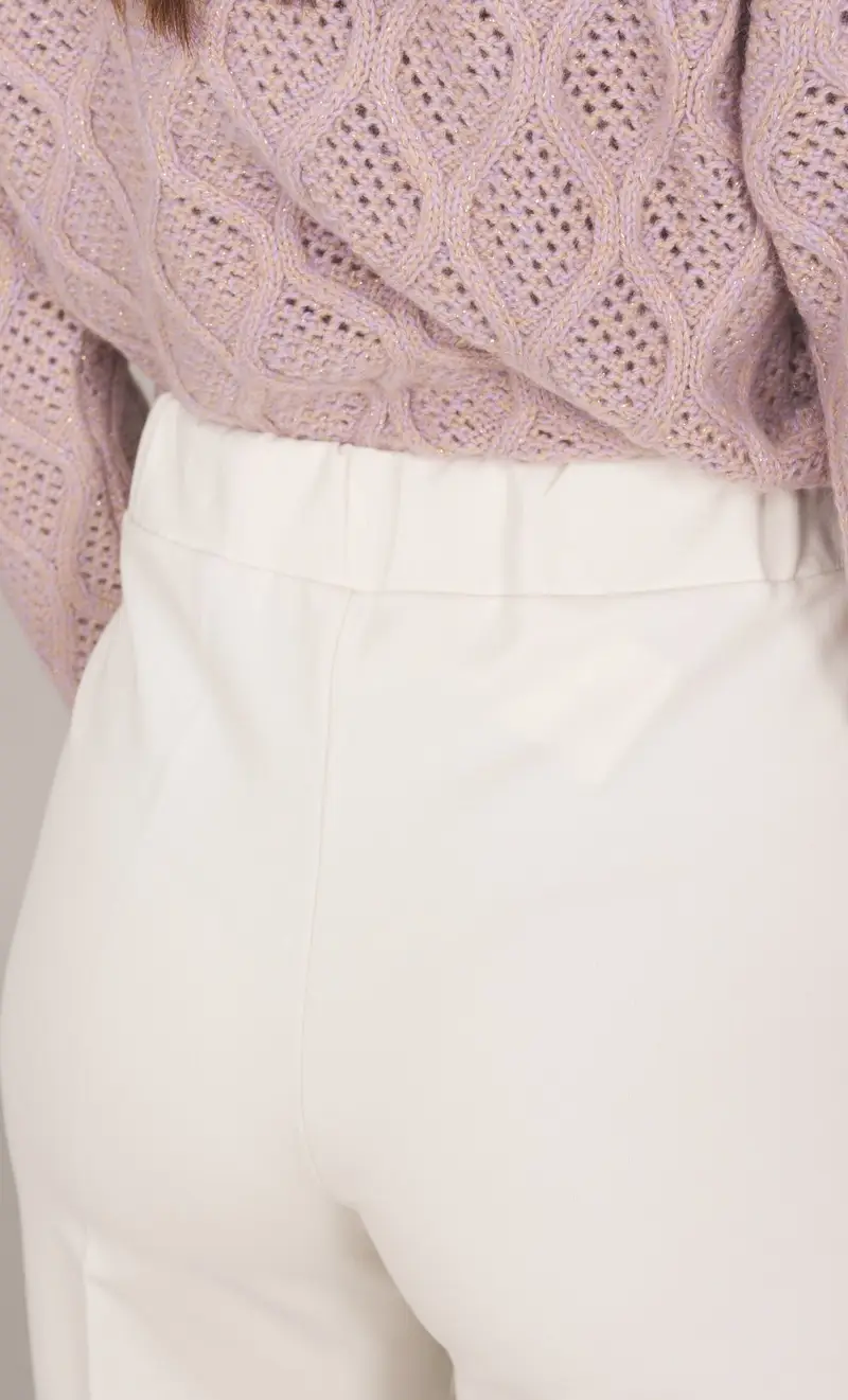 Pantalone maria bellentani gamba dritta con elastico - chicago, colore panna miniatura 2