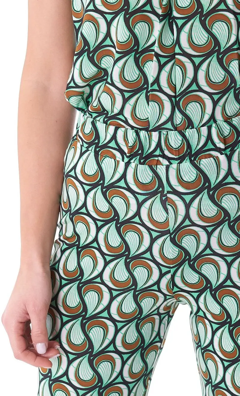 Pantalone palazzo maria bellentani stampato con elastico, colore verde miniatura 2