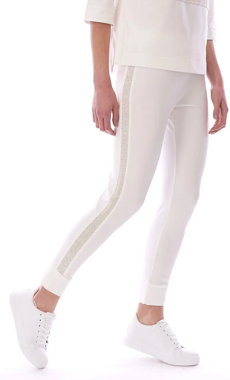 Pantalone tuta maria bellentani con banda bianco, colore bianco