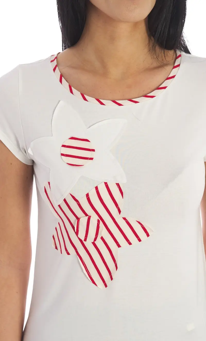 T-shirt maria bellentani con ricamo - fuerteventura, colore bianco miniatura 2