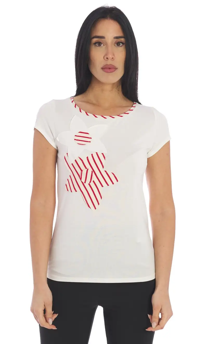 T-shirt maria bellentani con ricamo - fuerteventura, colore bianco