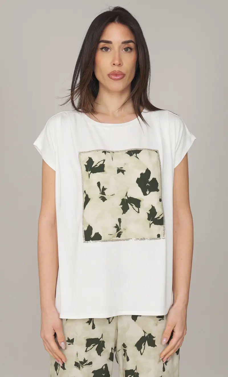 T-shirt maria bellentani con stampa floreale - tenue, colore bianco