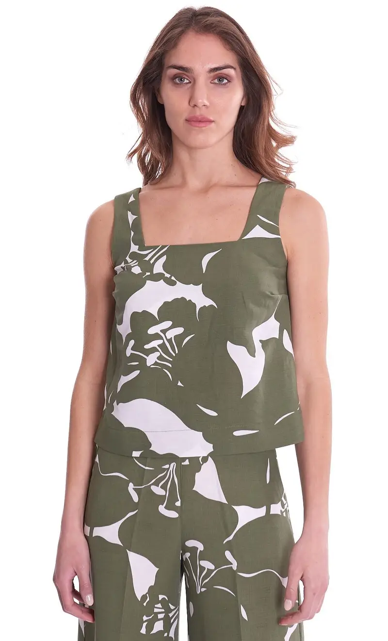 Top maria bellentani a fantasia, colore verde