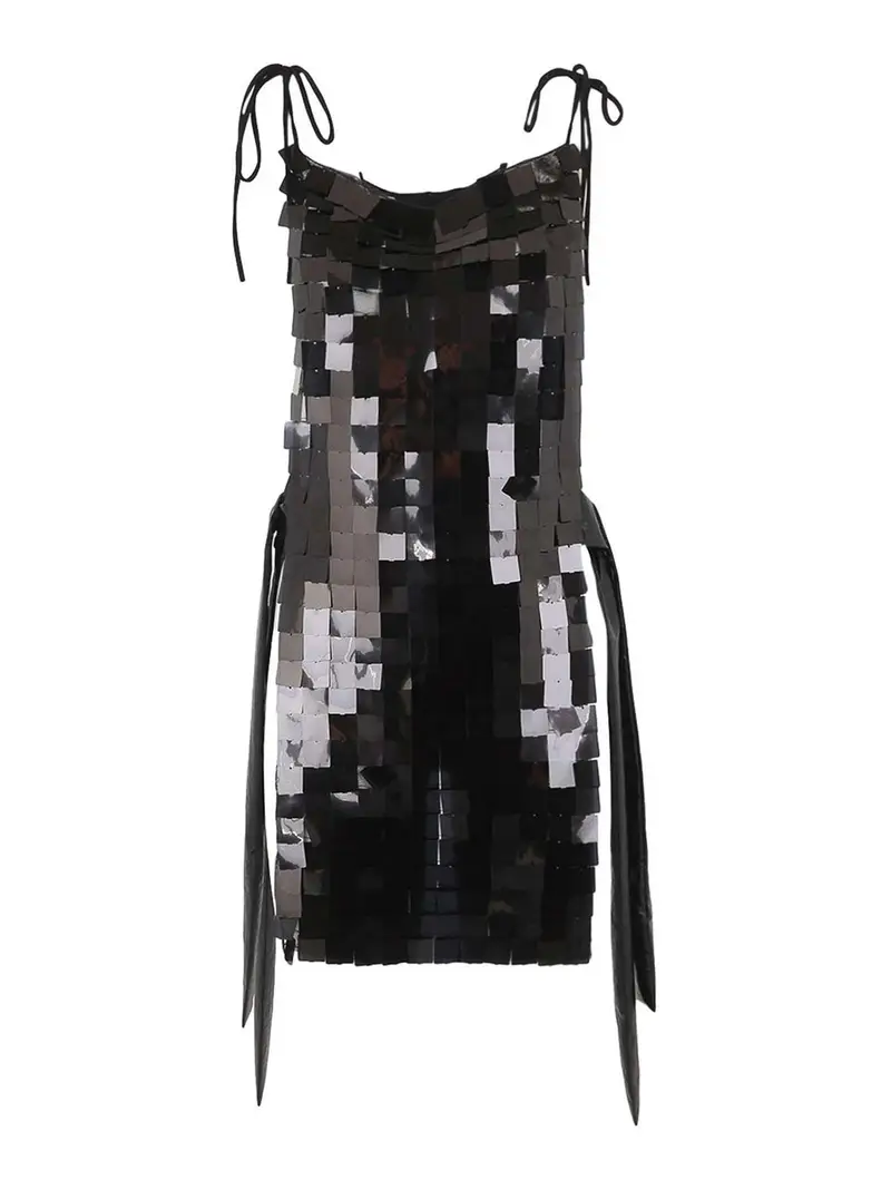 Abito Corazza in macro paillettes Nero