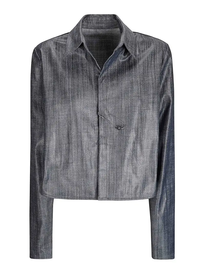 Giacca corta in denim medio scuro Blu