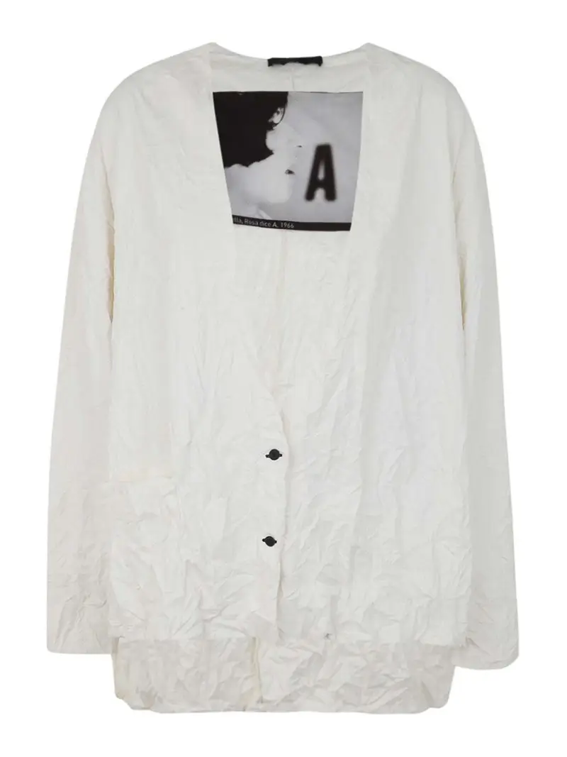 Maglione in ecopelle stropicciata Bianco