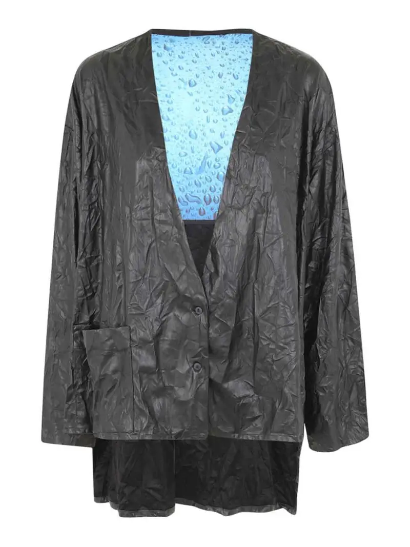 Maglione in ecopelle stropicciata Nero