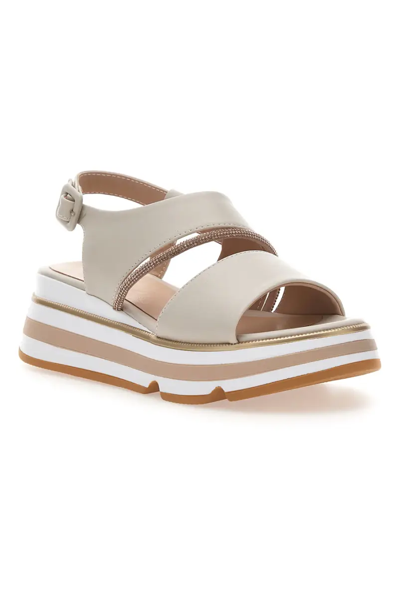 Sandali Beige Con Fasce Elastiche e Platform Mariella Burani K11010 [BEIGE] miniatura 2