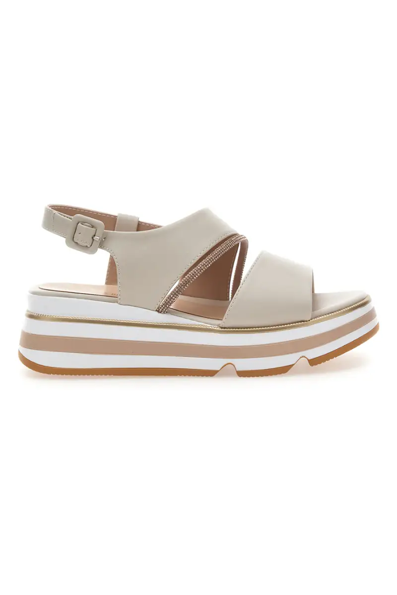 Sandali Beige Con Fasce Elastiche e Platform Mariella Burani K11010 [BEIGE]