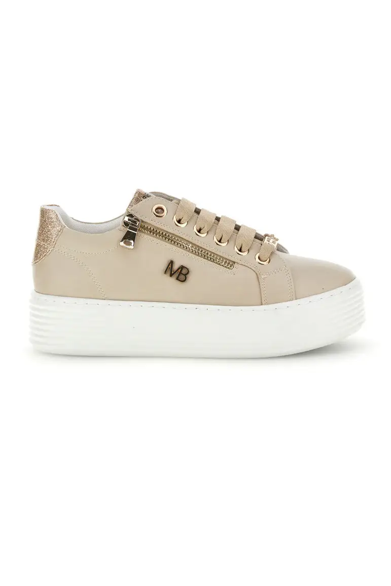 Sneakers beige con zip laterale platform Burani 52031C769 [CIPRIA]