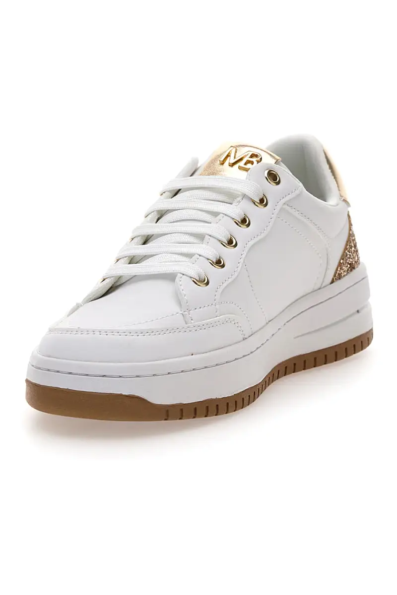 Sneakers bianche con dettagli oro glitterati Mariella Burani 51772C1170 [BIANCO] miniatura 3