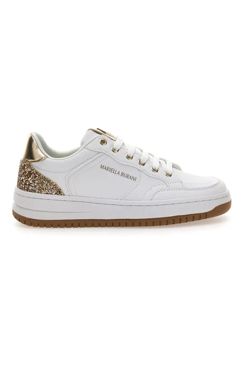 Sneakers bianche con dettagli oro glitterati Mariella Burani 51772C1170 [BIANCO]