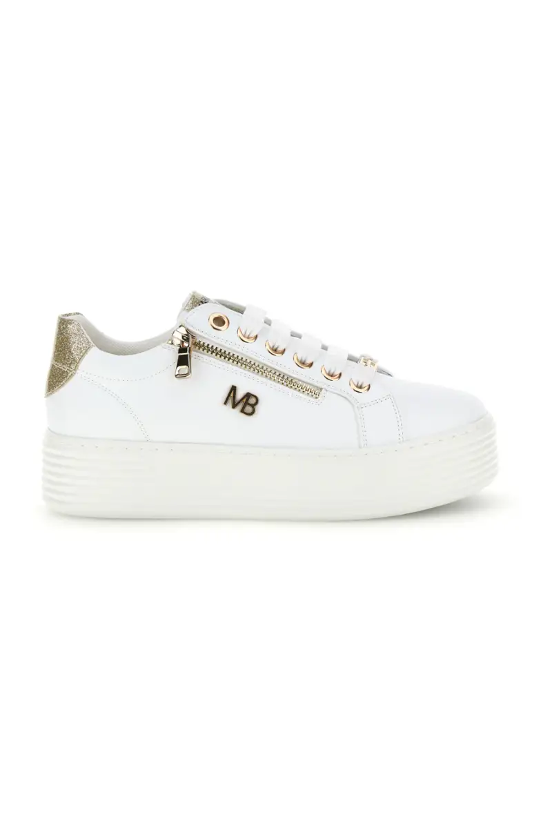 Sneakers bianche con zip laterale platform Burani 52031C755 [BIANCO]