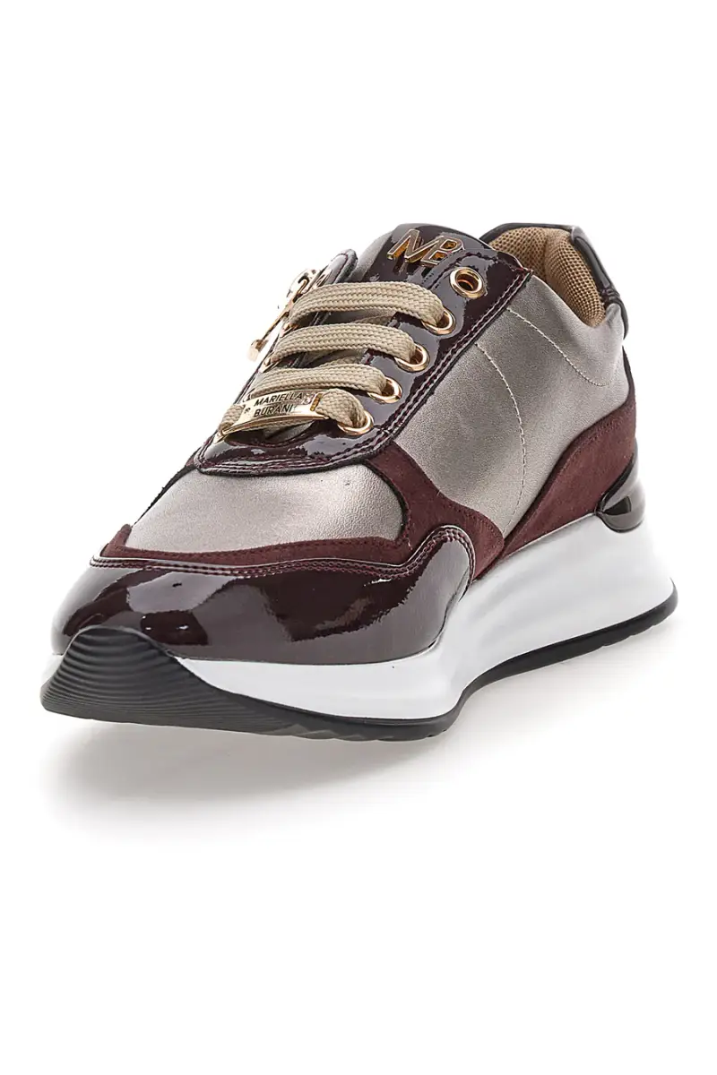 Sneakers bordeaux e beige con zip e dettagli verniciati Mariella Burani 51742C1149 [BORDO'] miniatura 4