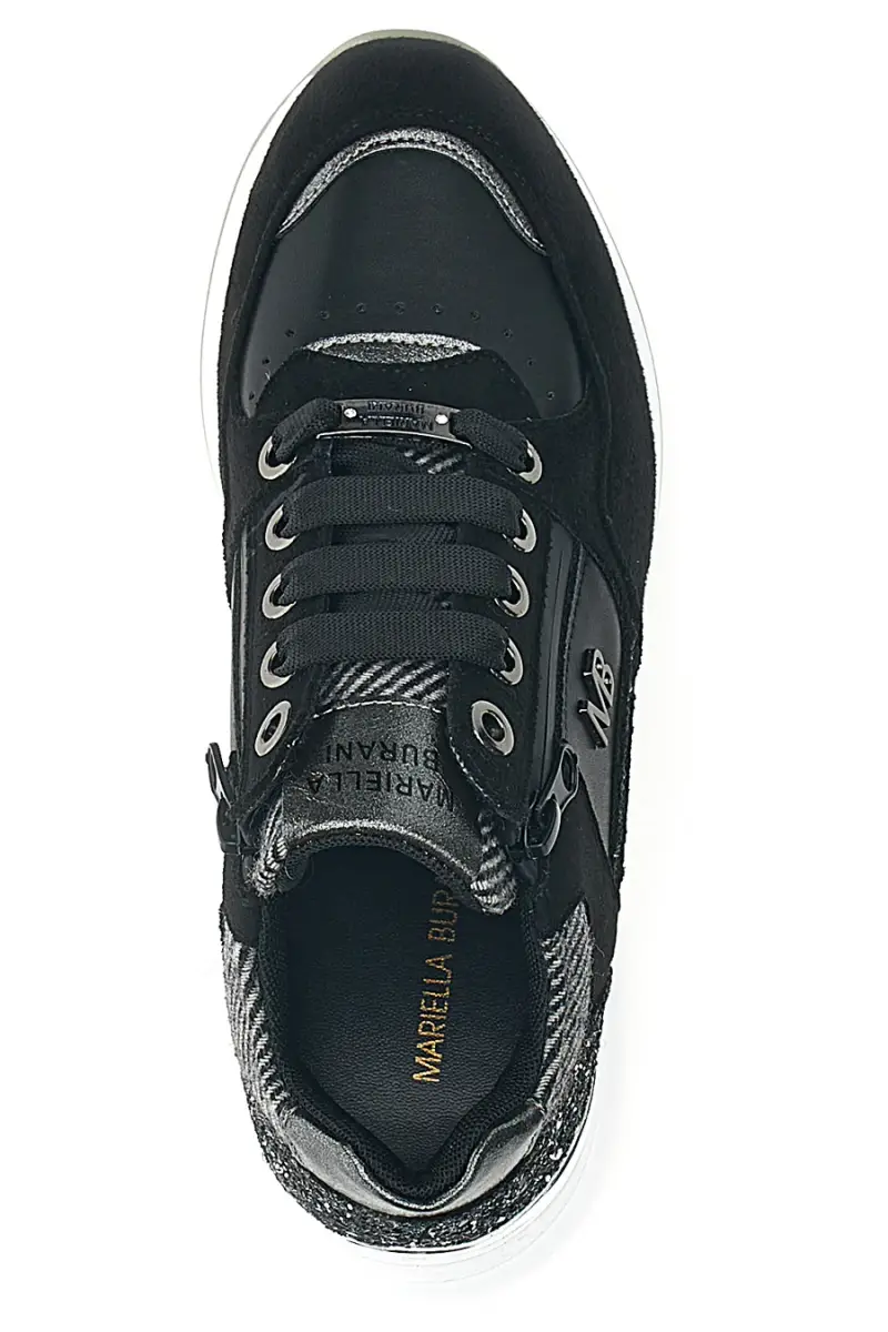 Sneakers nere con glitter e zip laterale Mariella Burani 51751C1120 [NERO] miniatura 3