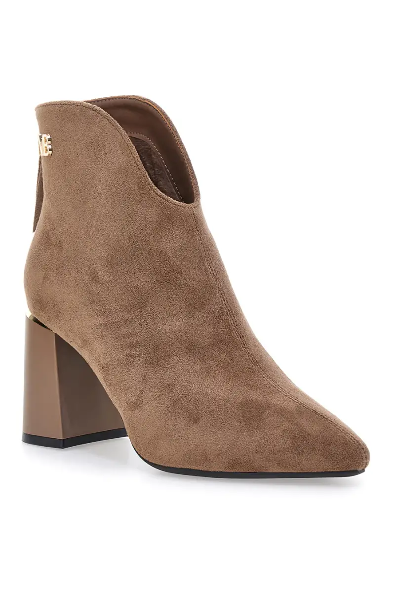 Tronchetti marroni con tacco largo e zip posteriore Burani 51690C160 [TAUPE] miniatura 2