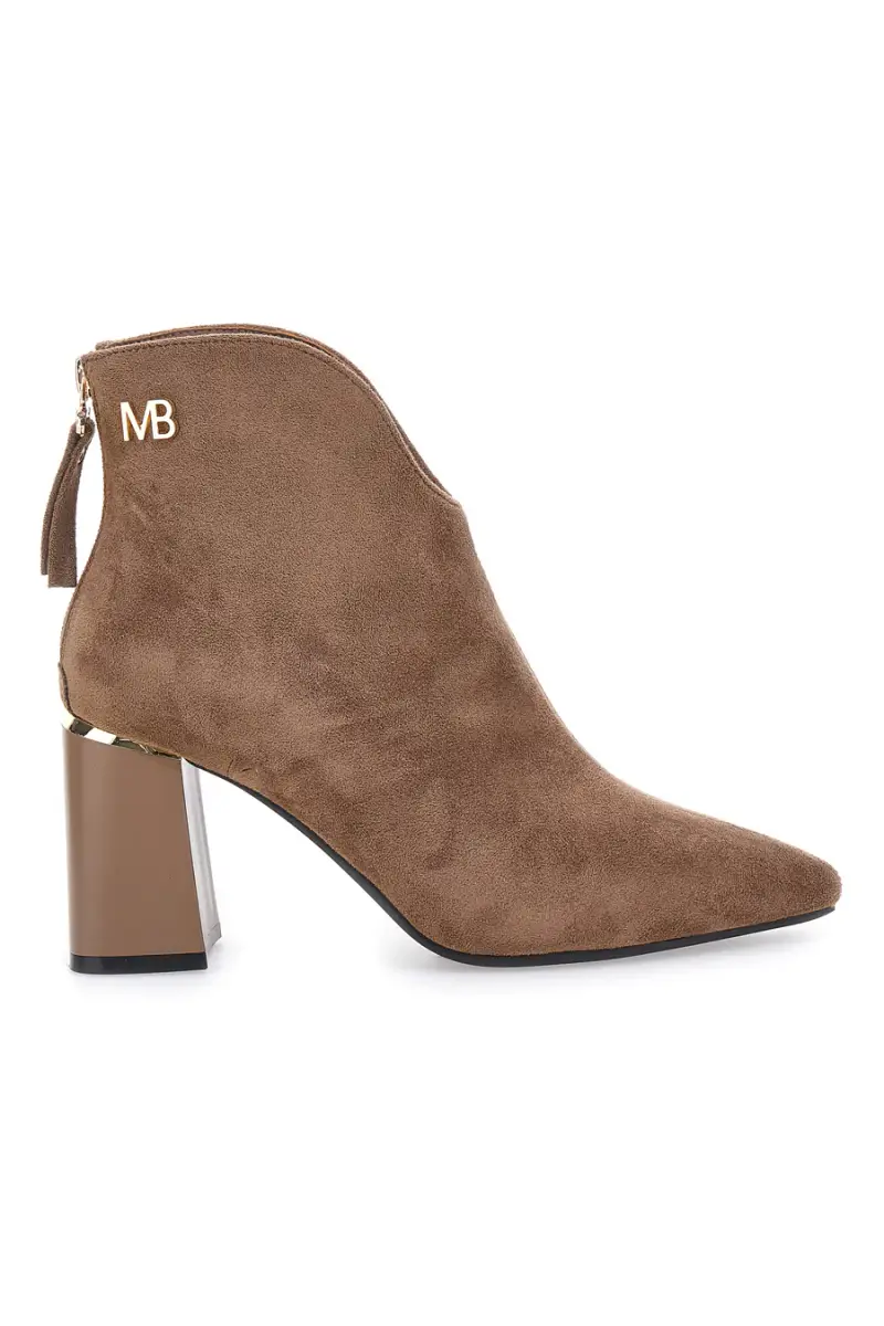 Tronchetti marroni con tacco largo e zip posteriore Burani 51690C160 [TAUPE]