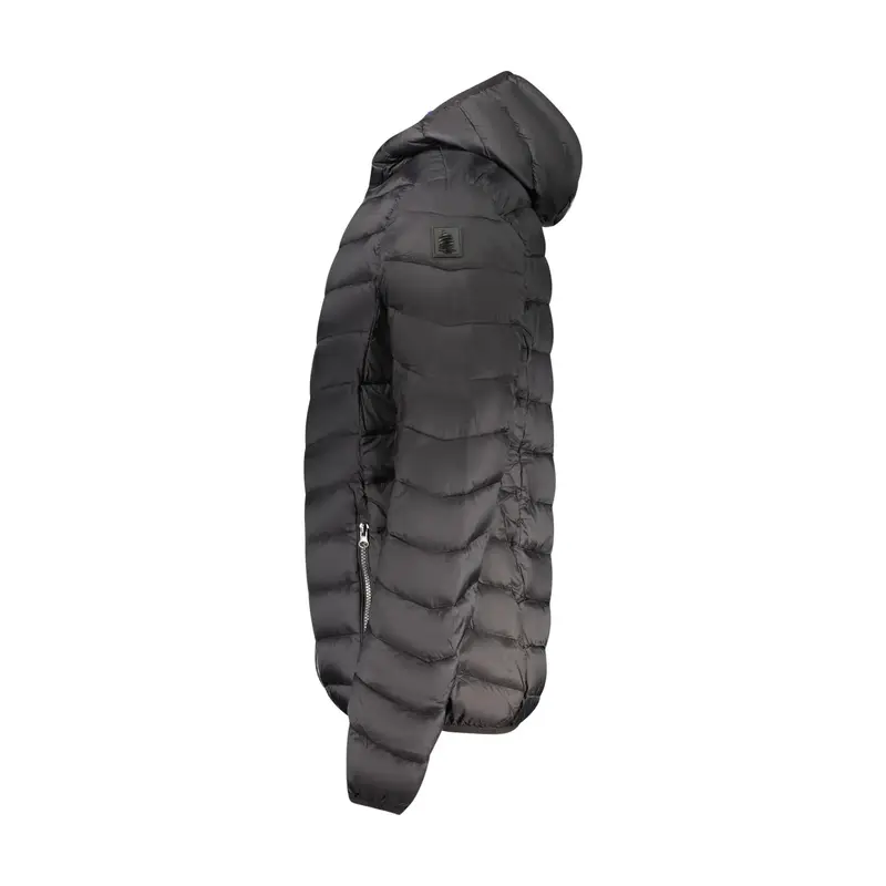 Giubbotto Uomo Nero Cappuccio Zip Logo miniatura 3