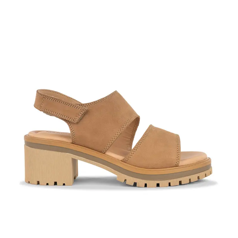 Sandali beige in pelle con tacco in pelle da donna