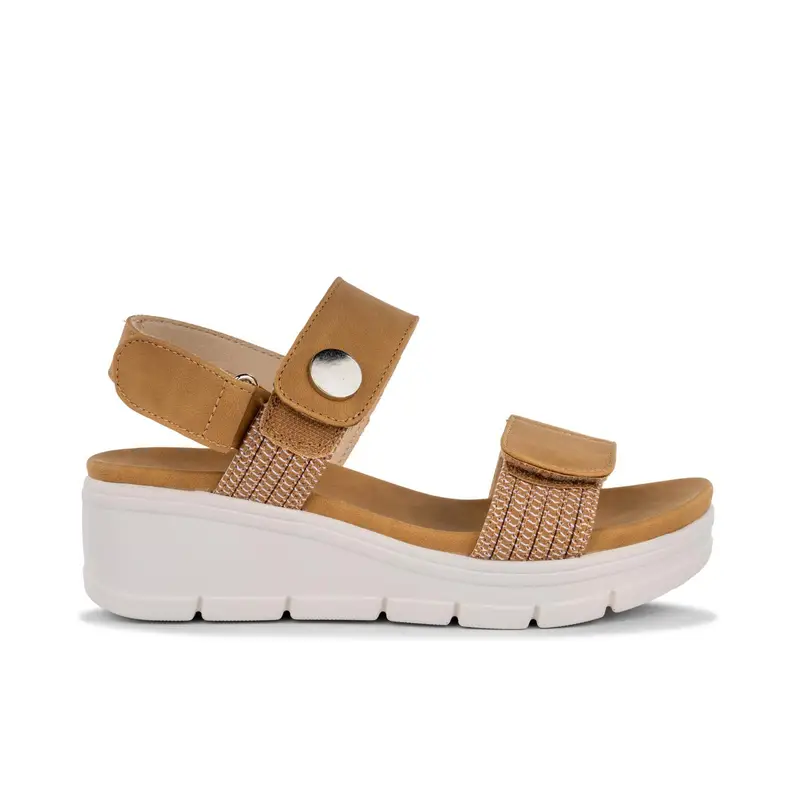 Sandali casual beige da donna con zeppina