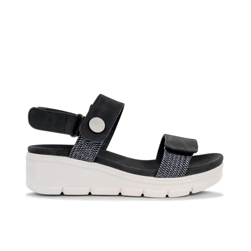 Sandali casual neri da donna con zeppina