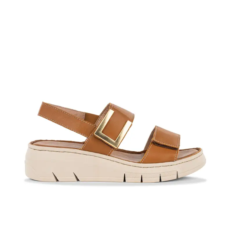 Sandali con platform marroni in pelle da donna