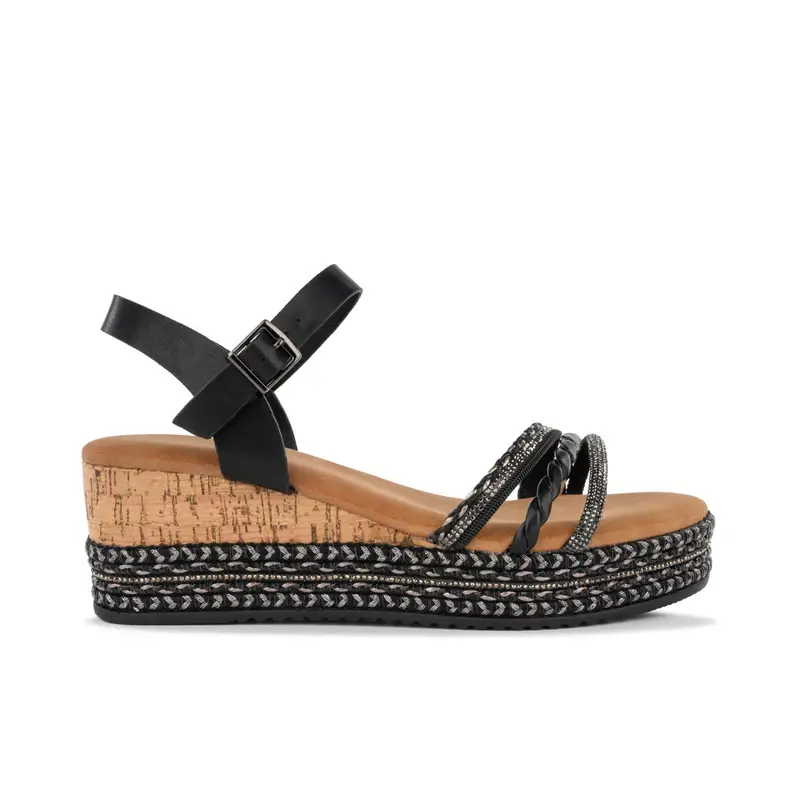 Sandali con zeppa neri da donna