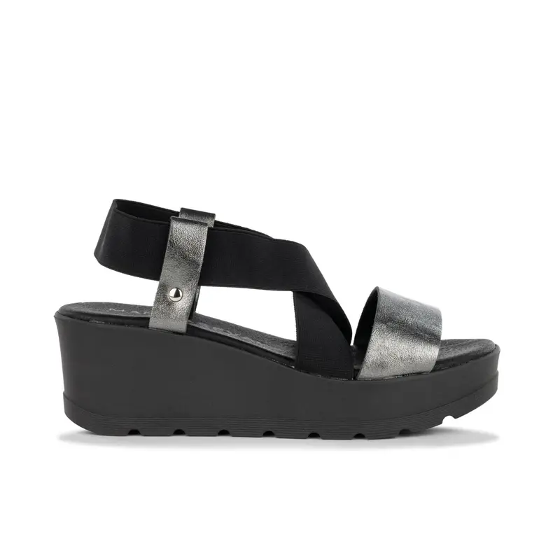 Sandali neri con zeppa da donna