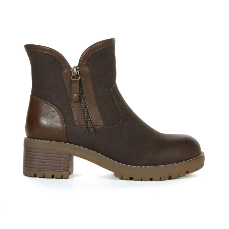 Stivaletti marroni con zip e tacco basso
