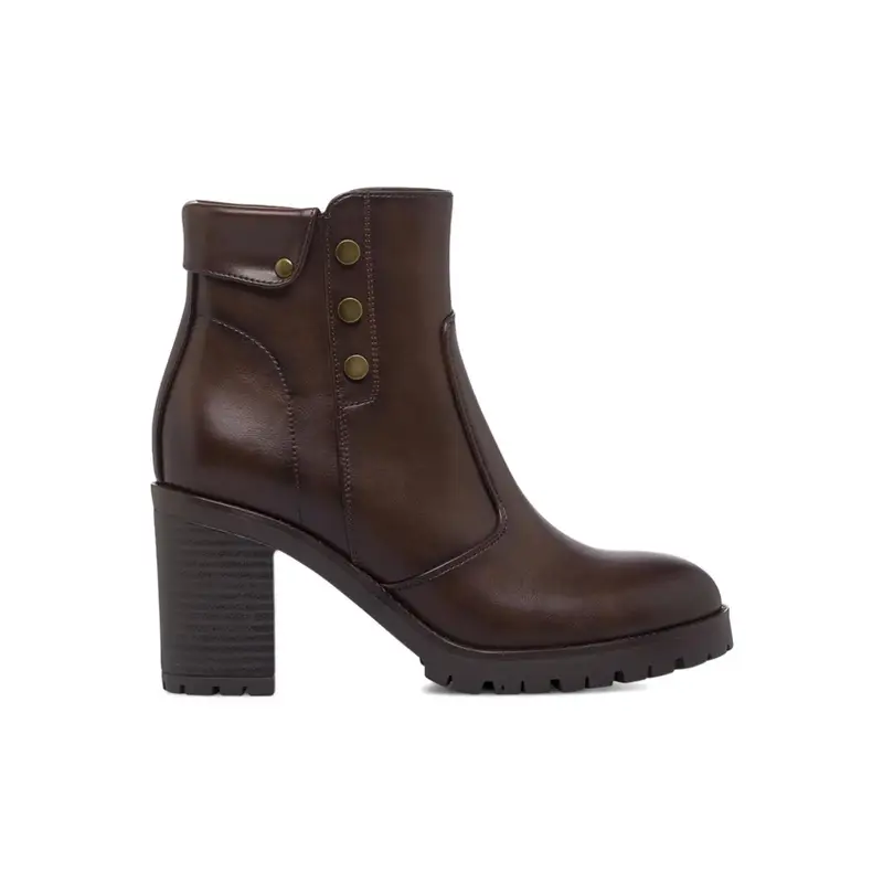 Stivaletti marroni da donna con tacco alto in gomma